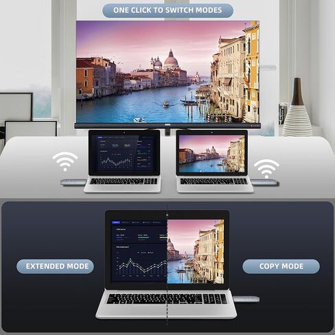 جهاز إرسال واستقبال HDMI لاسلكي، مجموعة HDMI لاسلكية محمولة 4K، التوصيل والتشغيل، يدعم 2.4/5 جيجا هرتز لبث الفيديو والصوت إلى الشاشة من الكمبيوتر المحمول/الكمبيوتر الشخصي/صندوق التلفزيون/جهاز العرض in Kuwait