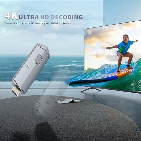 جهاز إرسال واستقبال HDMI لاسلكي، مجموعة HDMI لاسلكية محمولة 4K، التوصيل والتشغيل، يدعم 2.4/5 جيجا هرتز لبث الفيديو والصوت إلى الشاشة من الكمبيوتر المحمول/الكمبيوتر الشخصي/صندوق التلفزيون/جهاز العرض in Kuwait