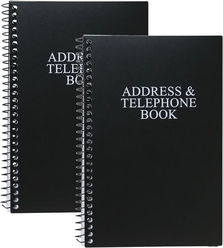 Iconikal Address and Telephone Book, Black, 8 x 5 inches for Organizing Names, Addresses, Email, Cell Phone Numbers in Saudi Arabia