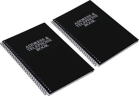 Iconikal Address and Telephone Book, Black, 8 x 5 inches for Organizing Names, Addresses, Email, Cell Phone Numbers in Saudi Arabia