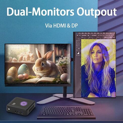 كمبيوتر صغير، كمبيوتر مسرح منزلي، كمبيوتر مكتبي صغير يعمل بنظام التشغيل Windows 11 Pro مزود بمعالج AMD 3750H (يصل إلى 4.0 جيجا هرتز) 16 جيجا DDR4 + 512 جيجا بايت M.2 NVMe SSD، شاشة مزدوجة DP 4K، عامل شكل صغير للأعمال والمكتب ومحطة العمل in Kuwait