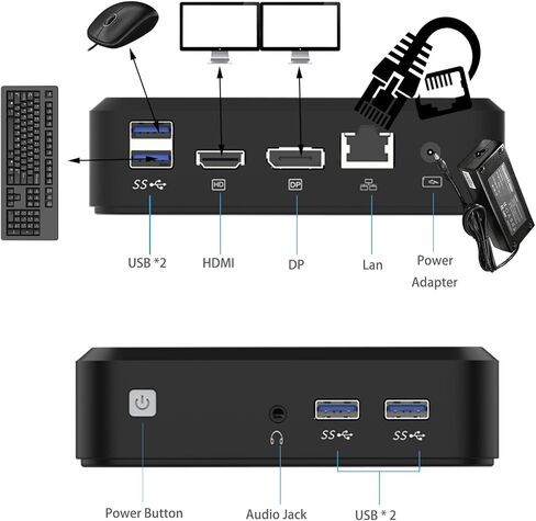كمبيوتر صغير، كمبيوتر مسرح منزلي، كمبيوتر مكتبي صغير يعمل بنظام التشغيل Windows 11 Pro مزود بمعالج AMD 3750H (يصل إلى 4.0 جيجا هرتز) 16 جيجا DDR4 + 512 جيجا بايت M.2 NVMe SSD، شاشة مزدوجة DP 4K، عامل شكل صغير للأعمال والمكتب ومحطة العمل in Kuwait