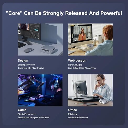 كمبيوتر صغير، كمبيوتر مسرح منزلي، كمبيوتر مكتبي صغير يعمل بنظام التشغيل Windows 11 Pro مزود بمعالج AMD 3750H (يصل إلى 4.0 جيجا هرتز) 16 جيجا DDR4 + 512 جيجا بايت M.2 NVMe SSD، شاشة مزدوجة DP 4K، عامل شكل صغير للأعمال والمكتب ومحطة العمل in Kuwait