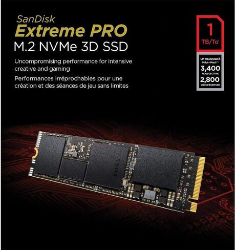 سانديسك اكستريم برو M.2 NVMe 3D SSD - 1 تيرابايت in Saudi Arabia