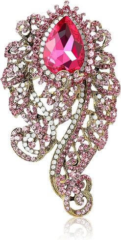 Vintage Gorgeous Large Rhinestone Glass Brooches for Women Exquisite Water Drop Pins Casual Accessories Gifts in Saudi Arabia