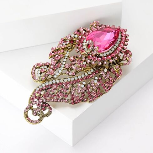 Vintage Gorgeous Large Rhinestone Glass Brooches for Women Exquisite Water Drop Pins Casual Accessories Gifts in Saudi Arabia