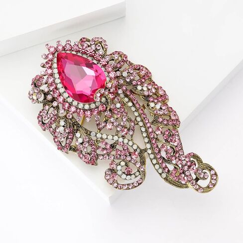 Vintage Gorgeous Large Rhinestone Glass Brooches for Women Exquisite Water Drop Pins Casual Accessories Gifts in Saudi Arabia