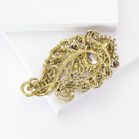 Vintage Gorgeous Large Rhinestone Glass Brooches for Women Exquisite Water Drop Pins Casual Accessories Gifts in Saudi Arabia