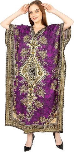 فستان قفطان نسائي من Three Eye Store فستان للشاطئ بطباعة قبلية عرقية مقاس كبير ورقبة على شكل حرف v فستان طويل فضفاض كيمونو in Kuwait