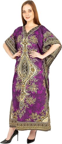 فستان قفطان نسائي من Three Eye Store فستان للشاطئ بطباعة قبلية عرقية مقاس كبير ورقبة على شكل حرف v فستان طويل فضفاض كيمونو in Kuwait