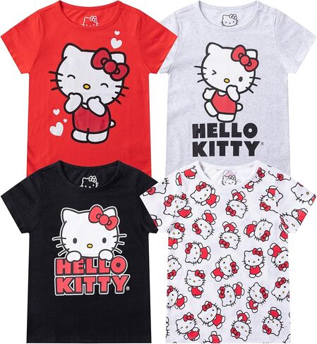Hello Kitty Sanrio Girls 4 Pack Short Sleeve T-Shirt for Little and Big Kids in Saudi Arabia
