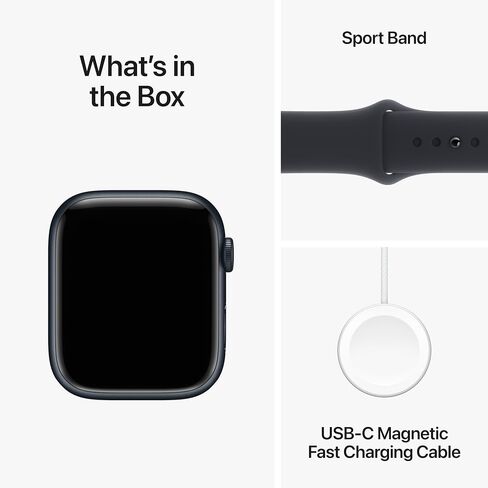 Apple Watch Series 9 [GPS 45mm] Smartwatch with Midnight Aluminum Case with Midnight Sport Band M/L, Water Resistant with AppleCare+ (2 Years) in Saudi Arabia