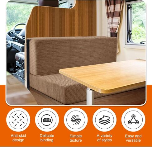 أغطية وسائد أريكة RV Dinette - غطاء وسادة مرن للتخييم - واقي أثاث أريكة Loveseat قابل للتمدد لمقعد السيارة RV Camper 1 غطاء مسند الظهر وغطاء مقعد واحد (كاكي) in Kuwait