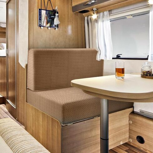 أغطية وسائد أريكة RV Dinette - غطاء وسادة مرن للتخييم - واقي أثاث أريكة Loveseat قابل للتمدد لمقعد السيارة RV Camper 1 غطاء مسند الظهر وغطاء مقعد واحد (كاكي) in Kuwait