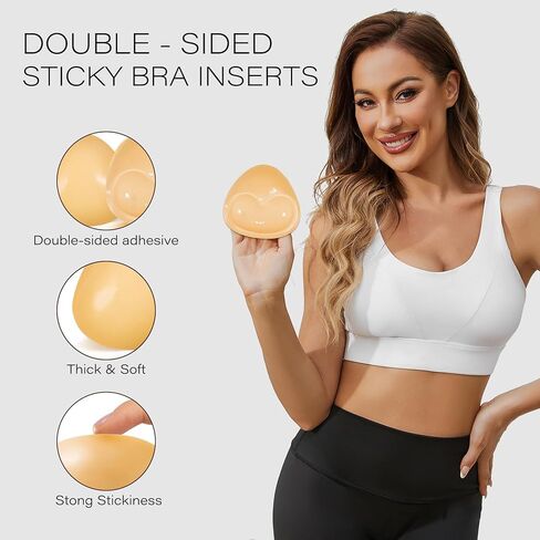 Sticky Bra Pads Inserts Double-Sided Sticky Bra Inserts Push Up Sticky Bra invisible Ultra Instant Lift Bra Inserts for Swimsuit Sports Bra Pads in Kuwait
