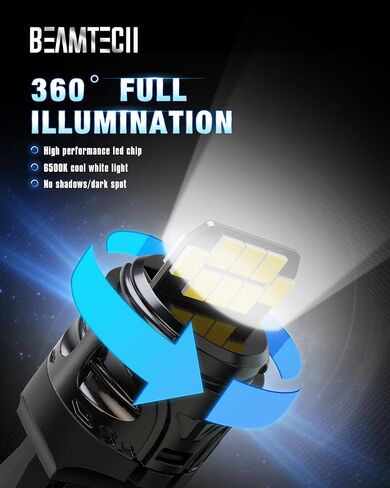 BEANTECH 7440 7443 LED Bulbs for Reverse Lights, 6500K White Super Bright 7441 992 T20 W21W 7444 LED for Back Up Tail Brake Parking Lights, Pack of 2 in Saudi Arabia