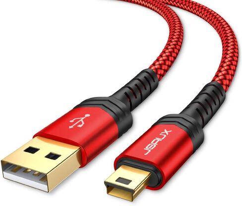 JSAUX Mini USB Cable, 2-Pack (3.3FT+6.6FT), USB 2.0 A to Mini B,Red in Kuwait