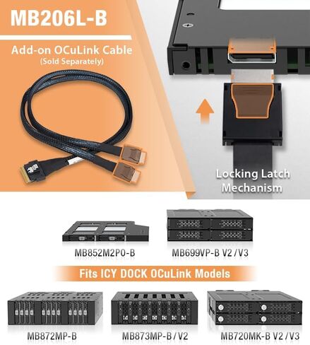 Icy Dock ToughArmor MB852M2PO-B Caddy Rack Mobile, 2X SSD NVMe M.2 Drive Adapter for Odd Ultra Slim (9.5mm) CD/DVD Drive Bay with OCuLink SFF-9402 Connector in Saudi Arabia