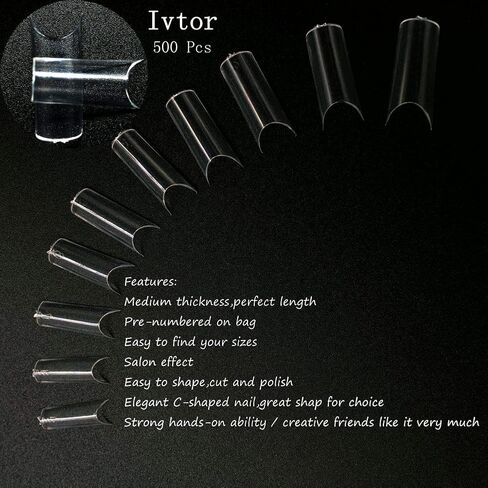 500 Pcs Clear False Nails Half Nail Tips Acrylic Traceless Fake Nail Home DIY Nail Art 10 Sizes in Saudi Arabia