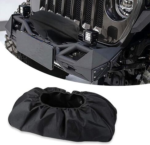 1 PC Car Winch Cover for 8500-17500Lbs Winch, 21.5In x 9.5In x 7.5In Waterproof Vehicle Winch Protective Cover, Universal Durable Soft Automotive Winch Accessories for Truck SUV Car (Black) in Saudi Arabia