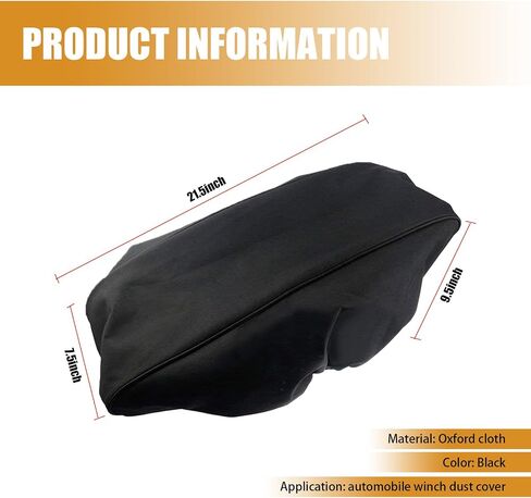 1 PC Car Winch Cover for 8500-17500Lbs Winch, 21.5In x 9.5In x 7.5In Waterproof Vehicle Winch Protective Cover, Universal Durable Soft Automotive Winch Accessories for Truck SUV Car (Black) in Saudi Arabia