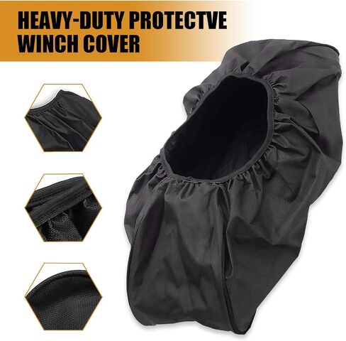 1 PC Car Winch Cover for 8500-17500Lbs Winch, 21.5In x 9.5In x 7.5In Waterproof Vehicle Winch Protective Cover, Universal Durable Soft Automotive Winch Accessories for Truck SUV Car (Black) in Saudi Arabia