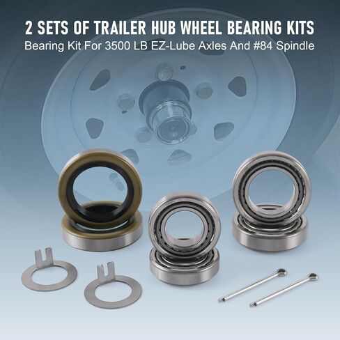 Trailer Axle Bearing Kit L68149/L68111 L44649/L44610 Grease Seal 171255TB 10-19 I.D. 1.719'' for #84 Spindle 3500 LB Trailer Axles (Set of 2) in Saudi Arabia