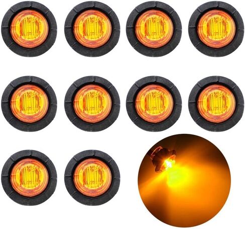 TMH 50 قطعة 3/4 بوصة كهرمان 3 مصابيح LED صغيرة مستديرة صغيرة مع مطاط عالمي للشاحنات والشاحنات والقوارب والحافلات RV مصابيح محكمة الغلق مقاومة للماء 12 فولت تيار مستمر in Kuwait