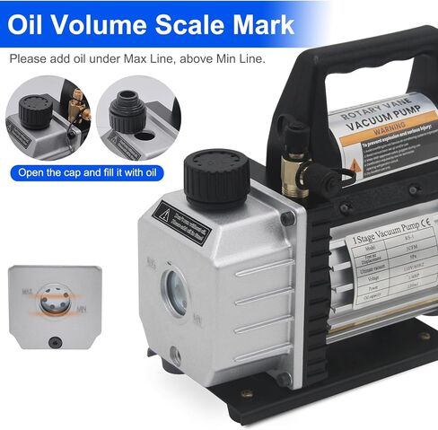 YaeTek 3CFM 1/4 HP مضخة تفريغ هواء دوارة بمرحلة واحدة HVAC R134a R12 R22 R410a A/C مجموعة قياس متعددة للتبريد مع حقيبة أدوات وملحقات in Kuwait