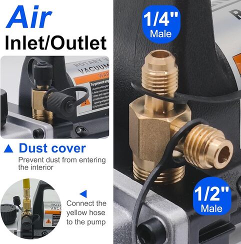 YaeTek 3CFM 1/4 HP مضخة تفريغ هواء دوارة بمرحلة واحدة HVAC R134a R12 R22 R410a A/C مجموعة قياس متعددة للتبريد مع حقيبة أدوات وملحقات in Kuwait