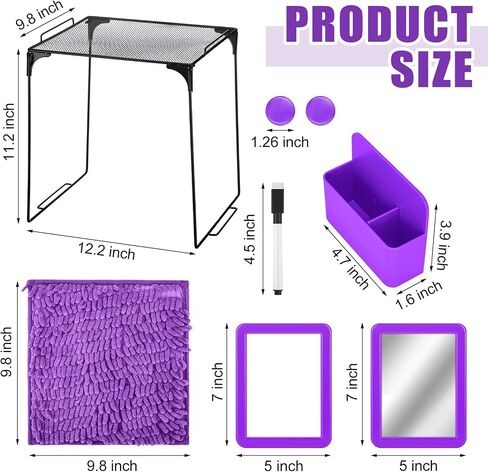 8 Pcs Locker Decorations for Girls Locker Organizer Kit Include Wire Locker Shelf, Mirror, Whiteboard with Dry Erase Marker, Storage Cup, Magnets Locker Carpet, Locker Kit for Girls (Purple) in Saudi Arabia
