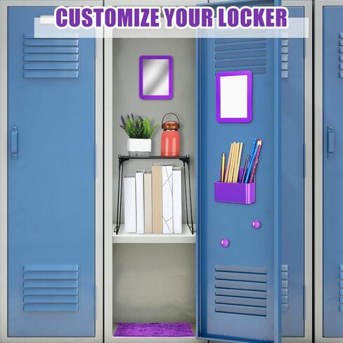 8 Pcs Locker Decorations for Girls Locker Organizer Kit Include Wire Locker Shelf, Mirror, Whiteboard with Dry Erase Marker, Storage Cup, Magnets Locker Carpet, Locker Kit for Girls (Purple) in Saudi Arabia