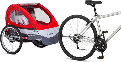 Schwinn Joyrider Echo and Trailblazer Child Bike Trailer, Single and Double Seat Baby Carrier Options, Canopy, 16 or 20-Inch Air-Filled Tires, with Bug Screen & Weather Shield, Bike Attachment in Kuwait