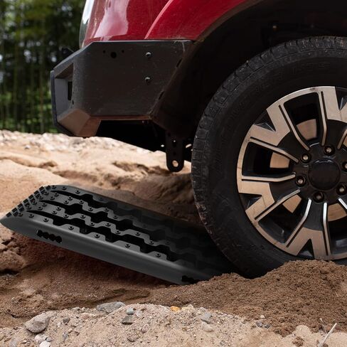 مسارات جر جديدة من STEGODON رفيعة (مجموعة من 2)، سجادات جر رملية وثلج وطين مسار للطرق الوعرة سلم 4WD (أسود نحيف) in Kuwait