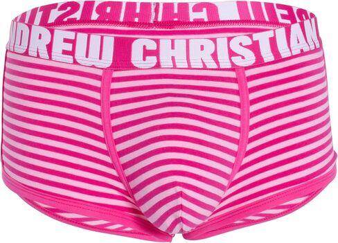 Andrew Christian Ultra Pink Stripe Boxer w/ALMOST NAKED®, Pink, Large in Saudi Arabia