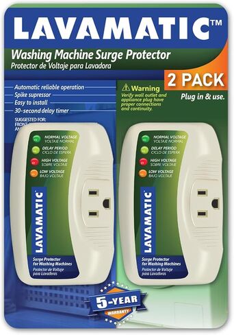 2 in 1 Voltage & Surge Protector for Washing Machine (2 Pack) | Protects refrigerators Up to 27 cu. ft. against high and low voltage, brownouts and spikes. Includes safety delay time in Kuwait