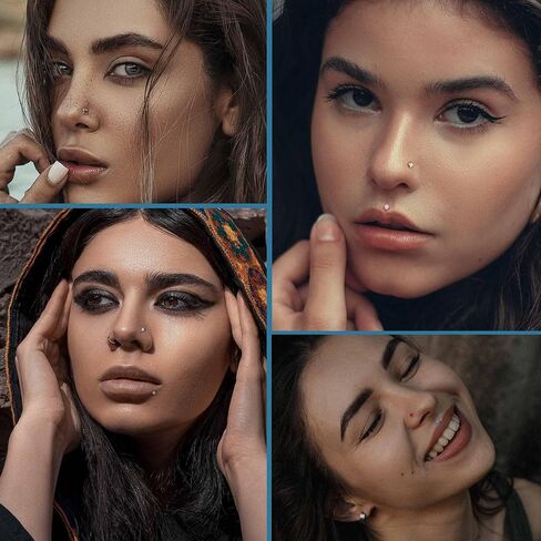 LOLIAS 18PCS Threadless Nose Rings Studs for Women Men 20G 18G 16G Hypoallergenic Surgical Stainless Steel Labret Lip Rings CZ Opal Push in Earrings Flat Back Nose Stud Cartilage Nostril Conch Helix Tragus Piercing Jewelry in Saudi Arabia