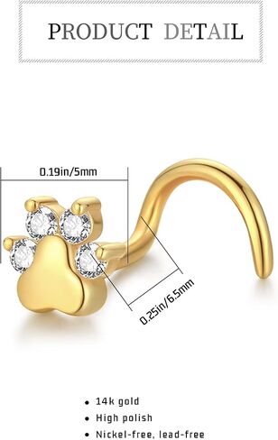 KoKollam Real Diamond Nose Stud With Twist Back 14K Solid Gold Nose Ring Studs in 20 Gauge Diamond Nose Ring Gold Nose Studs Nose Rings for Women, Men in Saudi Arabia