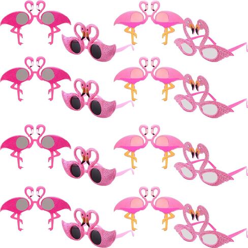 16 Pcs Flamingo Sunglasses Novelty Glittered Plastic Flamingo Glasses Hawaiian Flamingo Sunglasses for Kids Adults Summer Beach Pool Luau Party Supplies, 4 Styles in Saudi Arabia