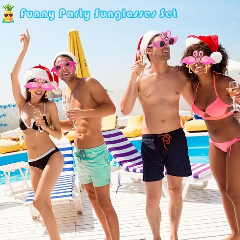 16 Pcs Flamingo Sunglasses Novelty Glittered Plastic Flamingo Glasses Hawaiian Flamingo Sunglasses for Kids Adults Summer Beach Pool Luau Party Supplies, 4 Styles in Saudi Arabia