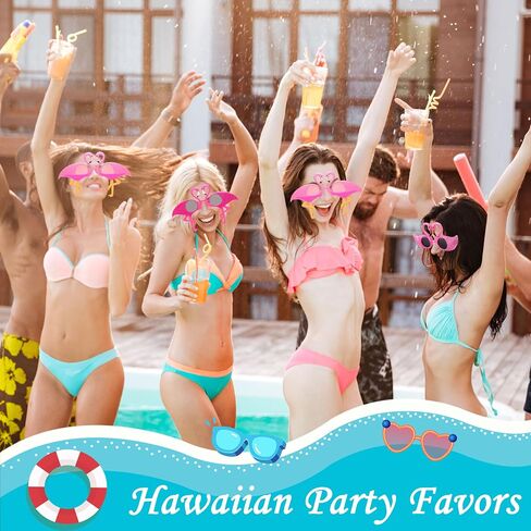 16 Pcs Flamingo Sunglasses Novelty Glittered Plastic Flamingo Glasses Hawaiian Flamingo Sunglasses for Kids Adults Summer Beach Pool Luau Party Supplies, 4 Styles in Saudi Arabia