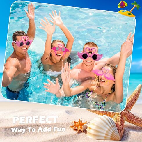 16 Pcs Flamingo Sunglasses Novelty Glittered Plastic Flamingo Glasses Hawaiian Flamingo Sunglasses for Kids Adults Summer Beach Pool Luau Party Supplies, 4 Styles in Saudi Arabia