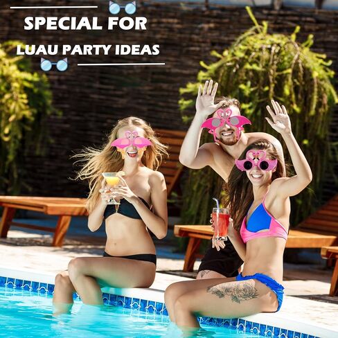 16 Pcs Flamingo Sunglasses Novelty Glittered Plastic Flamingo Glasses Hawaiian Flamingo Sunglasses for Kids Adults Summer Beach Pool Luau Party Supplies, 4 Styles in Saudi Arabia