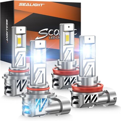 SEALIGHT H11 Bulb, 1:1 Real Size 32000LM H8/H9/H16 Fog Lights Bulbs, 700% Super Bright 6500K Cool White with Fan, Fog Light Bulb for Car Powersports ATV/UTV, Pack of 2 (S3 Series) in Saudi Arabia