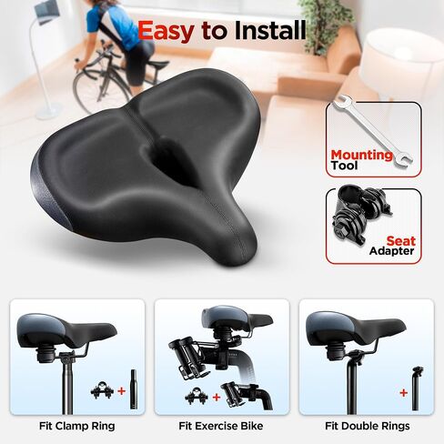 IPOW Comfort Oversized Bike Seat Widened Bicycle Saddle with Soft Thickened Memory Foam Cushion Waterproof for Women & Men in Saudi Arabia