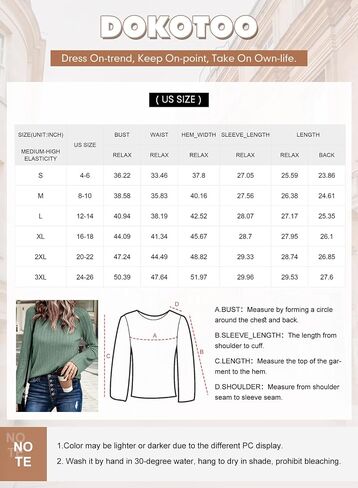 Dokotoo Long Sleeve Tops 2024 Fall Fashion Trendy T-Shirts Crewneck Casual Knit Basic Tee in Saudi Arabia