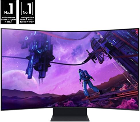 Samsung 55" Odyssey Ark 2nd Gen 4K UHD 1000R Curved Gaming Monitor, 165Hz, 1ms, 4 Input Multi View, Quantum Mini-LED, AMD FreeSync Premium Pro, HDR 10+, Height Adjustable Screen, LS55CG970NNXGO in Kuwait