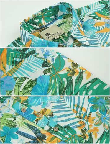 Men's Hawaiian Shirts Short Sleeve Summer Button Down Beach Shirt for Men, Vintage Tropical Floral Print Hawaiian Shirt Tops in Saudi Arabia