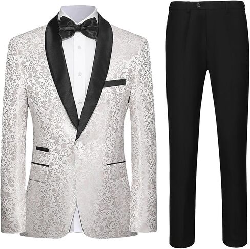 Men's Slim Fit 2 Pieces Tuxedo Shawl Lapel Suits Paisley Jacket Pants Set for Wedding Prom Dinner Party in Saudi Arabia