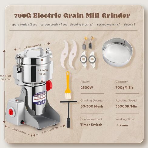 Moongiantgo Grain Mill Grinder Electric, 150g Upright, 110V | Commercial Spice Grinder 850W Stainless Steel Pulverizer Dry Grinding Machine for Wheat Corn Rice Pepper Herbs Coffee Beans in Kuwait